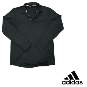 Adidas Mens Black Golf Long Sleeve Polo Shirt Small Moisture Wicking Performance